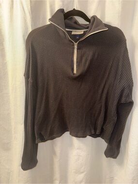 Universal Thread Dark Gray Quarter-Zip Waffle Knit Sweater